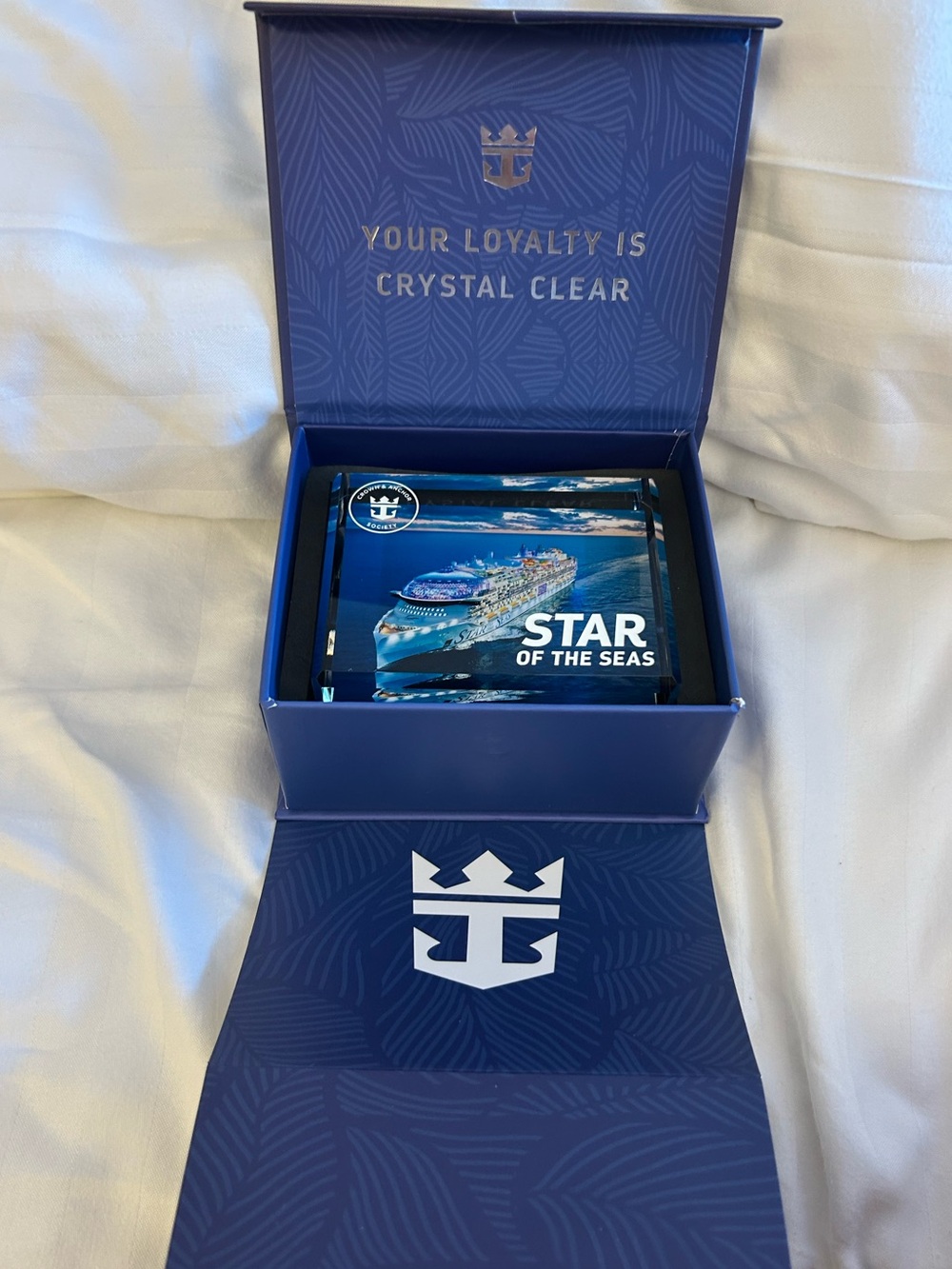 New in Box Beautiful Royal Caribbean's Star of the Seas Crystal Block